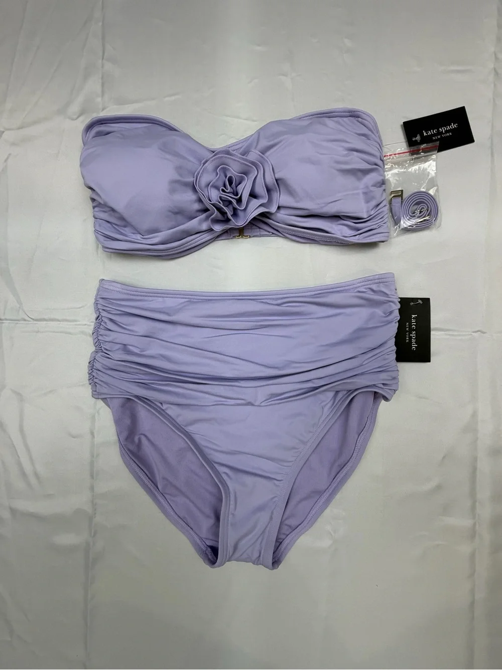 kate spade Lavender Bandeau Bikini Set with Rosette